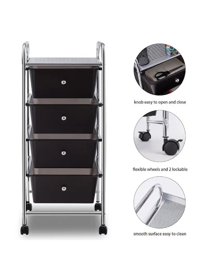 Living Rolling Storage Cart with 4 Plastic Drawers with 360 Degree Multi-Directional Wheels, Metal and Plastic - Image 5