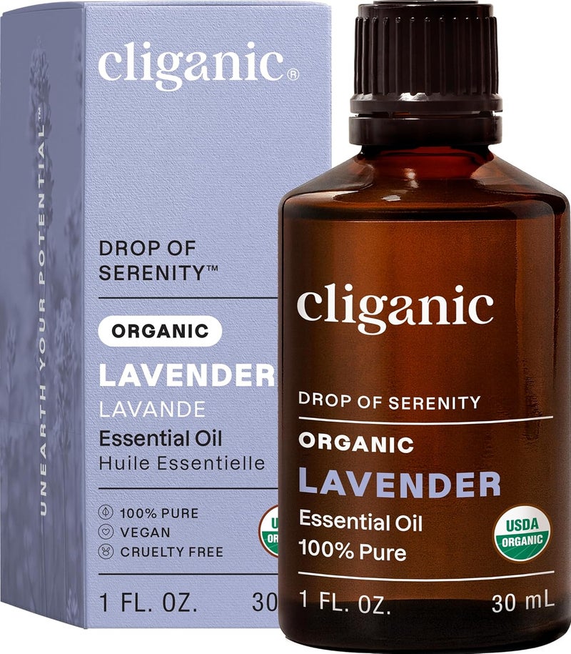 زيوت اللافندر العطرية العضوية من Cliganic 30 مل - زيت موزع نقي، مكون واحد - عضوي معتمد من USDA - Image 1