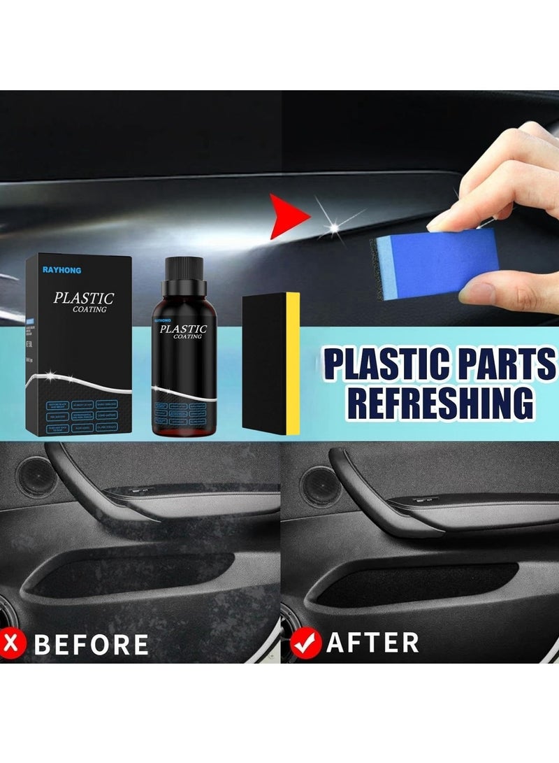 RAYHONG Car Plastic Parts Refurbish Agent, Quick Car Plastic Restorer Cream, Plastic Revitalizing Coating Agent,  Automotive Plastic Retreading Agent For Car Interior Cleaning, (RAYHONG Set A 50ml)  - Image 3