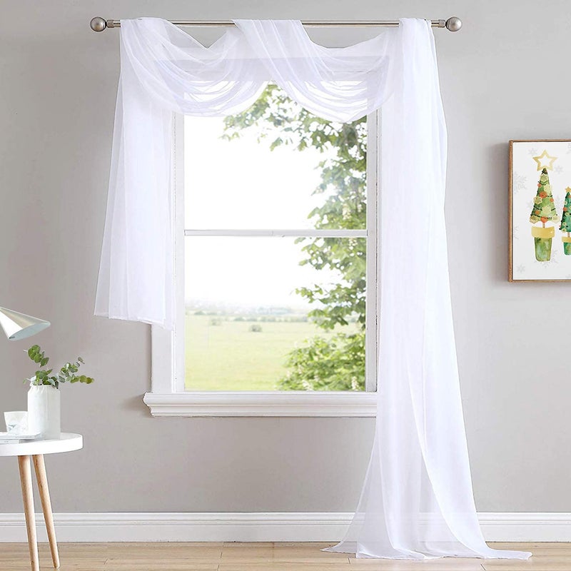 NICETOWN NICETOWN Sheer Canopy Bed Curtains Panels 216  Home Decoration Sheer Voile Scarf Valance for Wedding 1 Panel W60 x L216 White 
