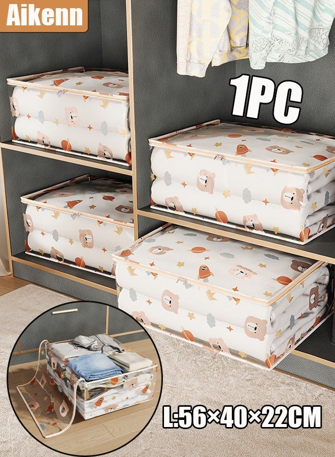 Aikenn Quilt Storage Bag,Large Capacity Clothes Storage Bag,With Clear Window,For Comforters, Blankets, Bedding, Foldable With Sturdy Zipper, Clear Window(56*40*22cm)  - Image 1