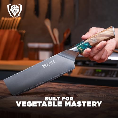 Dalstrong Valhalla 7" Nakiri Knife — Japanese Vegetable Cleaver, 9CR18MOV HC Steel (8–12° Edge), Unique Wood + Resin Handle — For Precision Veg Prep, Asian Cooking & Stir-Fry - Image 5