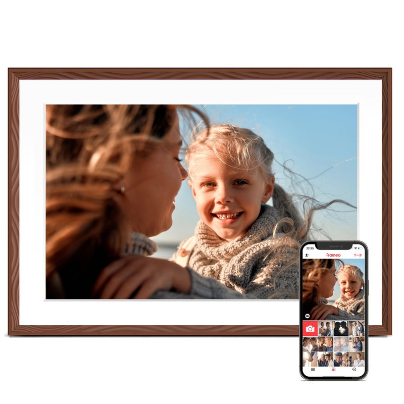 Pastigio Digital Picture Frame, 10.1'' Frameo Digital Frame Wifi, 32GB Memory, 1280*800 HD Touch Screen Digital Photo Frame, Wall Mountable, Share Instantly, Birthday Gifts for Women, Mom Gift, Chocolate Brown - Image 1