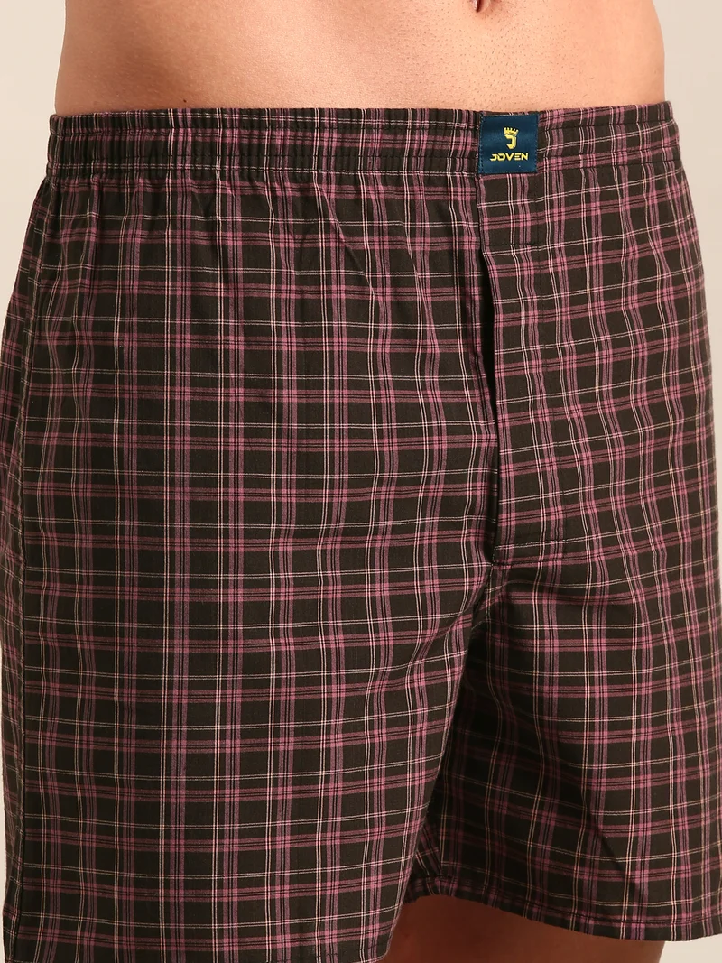Joven Men Checked Pure Cotton Boxers Pack of 2