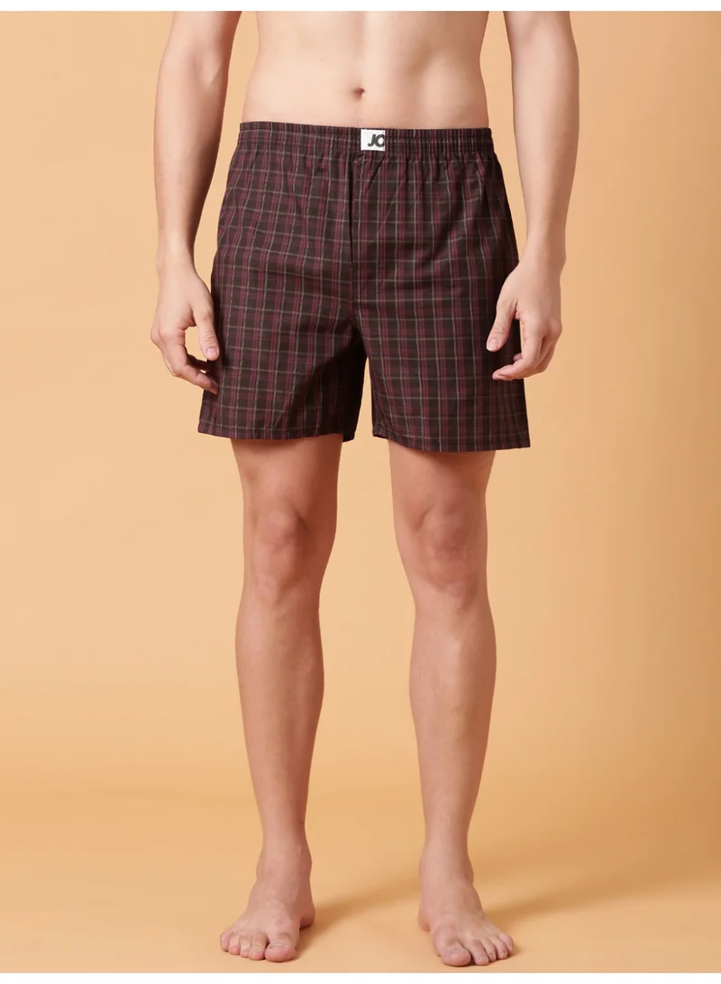 Joven Men Checked Pure Cotton Boxers Pack of 2