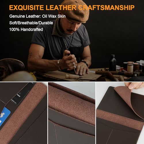 Kicoroiny Full Grain Leather AirTag Passport Holder Wallet Cover for Men and Women Travel, Passport Holder with AirTag Slot Passport Wallet, Travel Essentials Genuine Leather Passport Cover Gifts (Blue) - Image 4