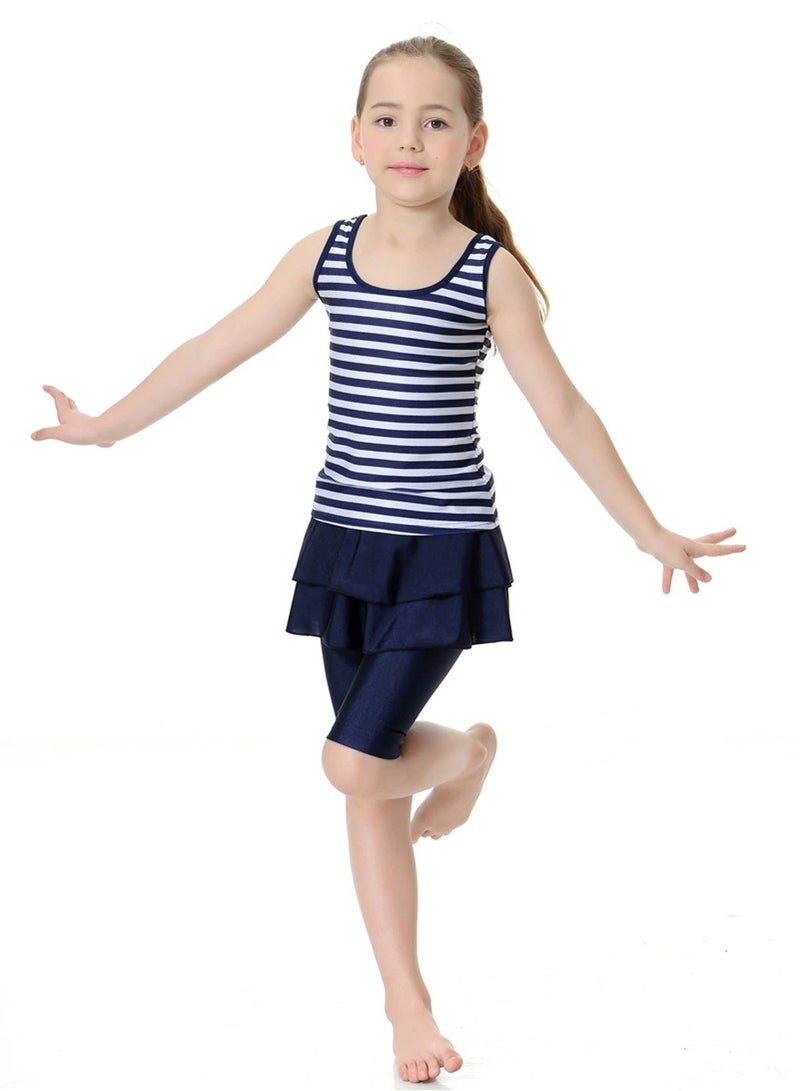 Loquat 2-Piece Girls wimwear Burkinis Split Swimsuit Swimwear Set Blue - Image 2