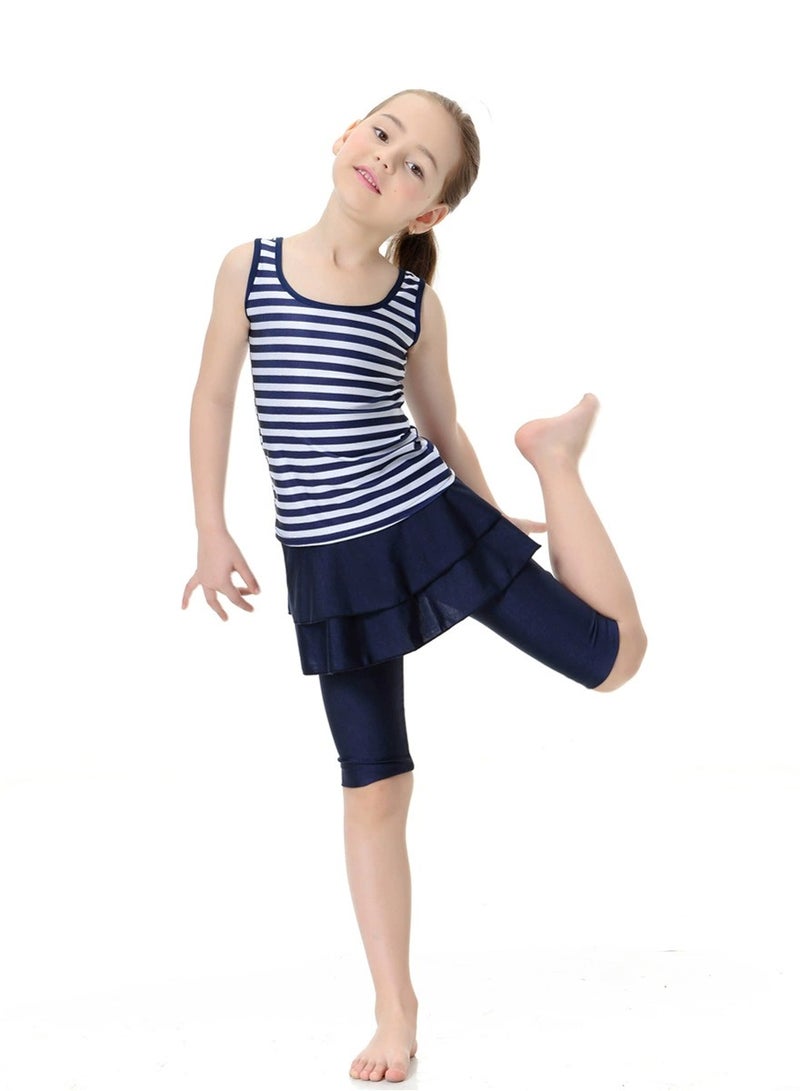 Loquat 2-Piece Girls wimwear Burkinis Split Swimsuit Swimwear Set Blue - Image 3