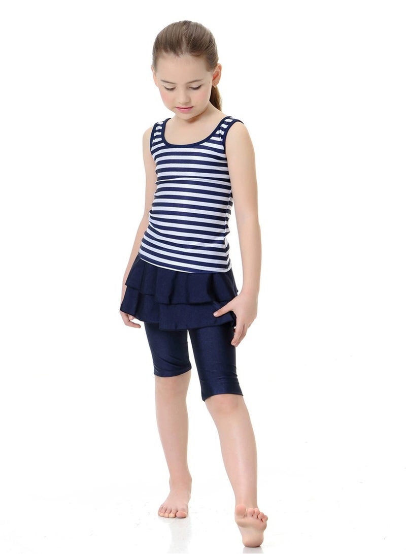Loquat 2-Piece Girls wimwear Burkinis Split Swimsuit Swimwear Set Blue - Image 1