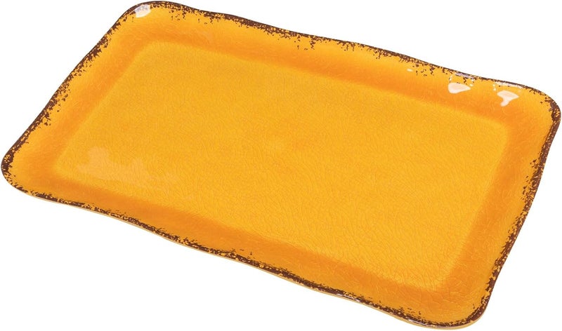 LEHAHA Farmhouse Melamine Rectangular Plate Set, 17.5" x 10" Large Melamine, 100% Melamine, Dishwasher Safe, BPA Free, Light and Unbreakable, Gold Tone - Image 2