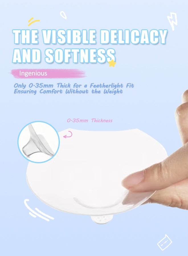 وايكيل واقيات حلمة للرضاعة الطبيعية، واقيات سيليكون ناعمة مقاس 20 مم لمشاكل الالتصاق، حلمات مسطحة ومقلوبة، خالية من مادة BPA، قابلة لإعادة الاستخدام (قطعتان) - Image 5