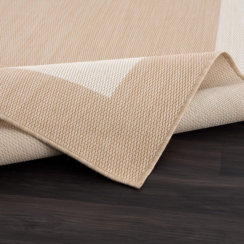 CAMILSON Outdoor Rug 6x9, Modern Outside Rugs for Patios Porches Waterproof Durable Washable Non-Shedding, Easy-to-Clean Indoor Outdoor Area Carpet (6 x 9, Bordered - Beige/White) - Image 3