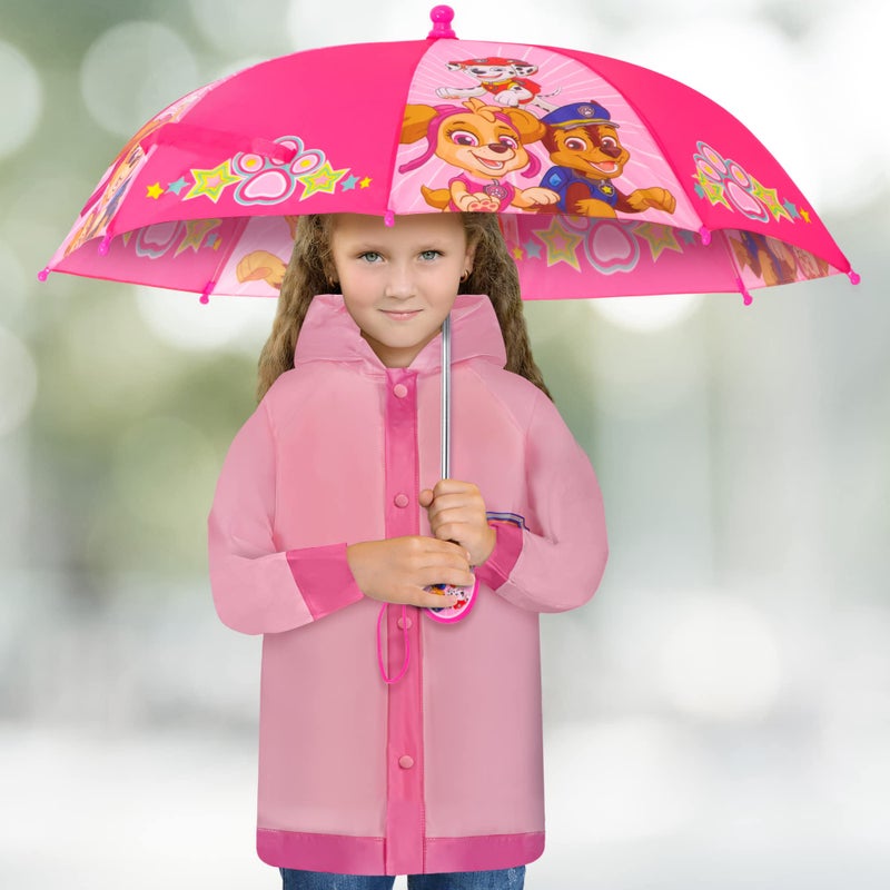 Nickelodeon Girl Kids Poncho Raincoat Set, Paw Patrol Rain Wear For Toddler 2-3 Or 4-7 Umbrella And Slicker, Light Pink, MEDIUM AGE 4-5 US - Image 2