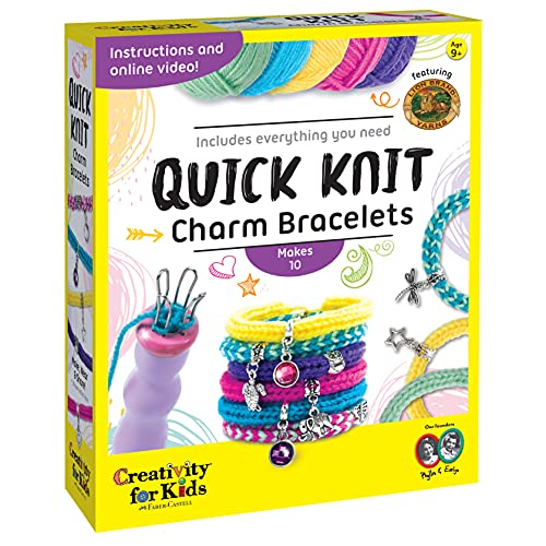 Creativity for Kids Quick Knit Charm Bracelets Create 10 DIY Friendship Bracelets Kids Jewelry Making Kit - Image 1