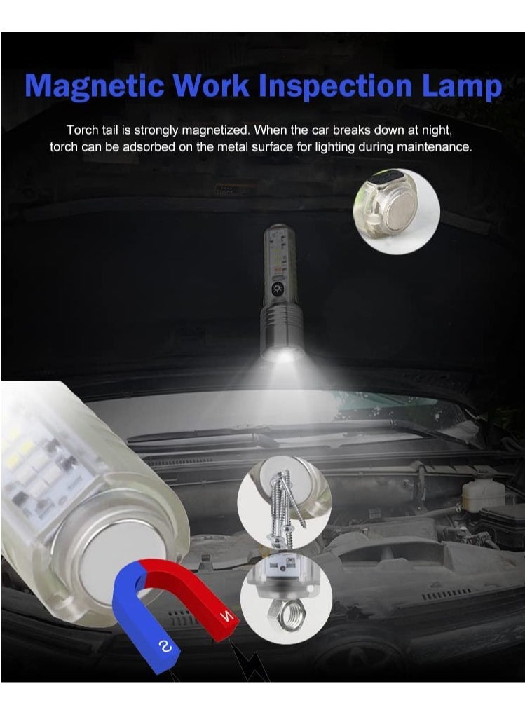 KASTWAVE Powerful Torches LED Super Bright Rechargeable 500 Lumens with Red Blue UV Light - Mini Pocket Torch 8 Modes Multifunctional Magnetic Zoomable Flashlight for Emergency, Outdoor Camping Hiking Gift  - Image 4