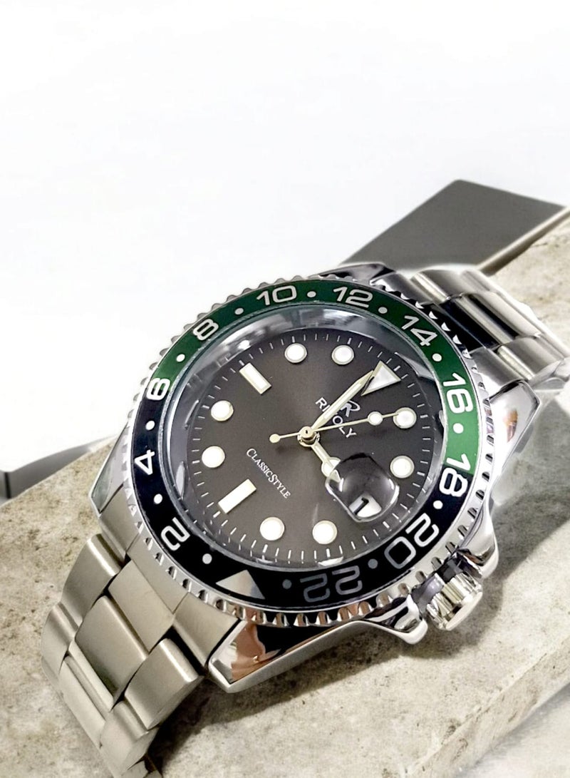 Rivoly Men's Stainless Steel Analog Quartz Date Display Watch Easy to Read Fashion Design Waterproof Luxury Classic Big Face Wrist Watch - Image 3