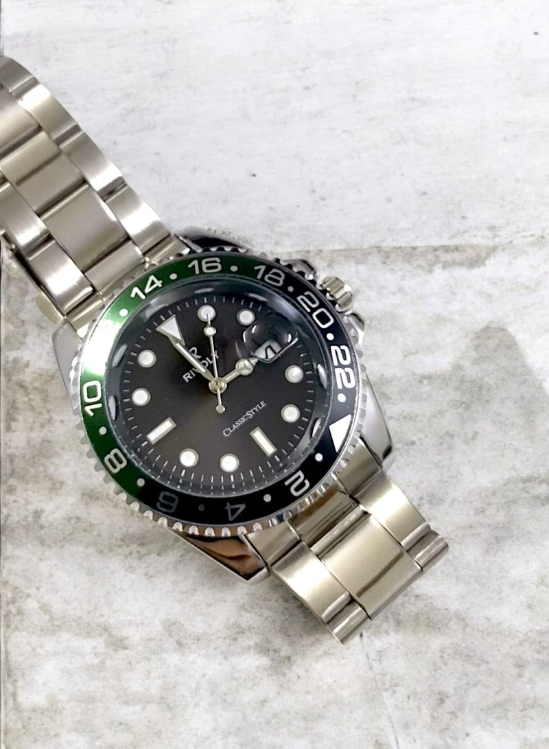 Rivoly Men's Stainless Steel Analog Quartz Date Display Watch Easy to Read Fashion Design Waterproof Luxury Classic Big Face Wrist Watch - Image 2