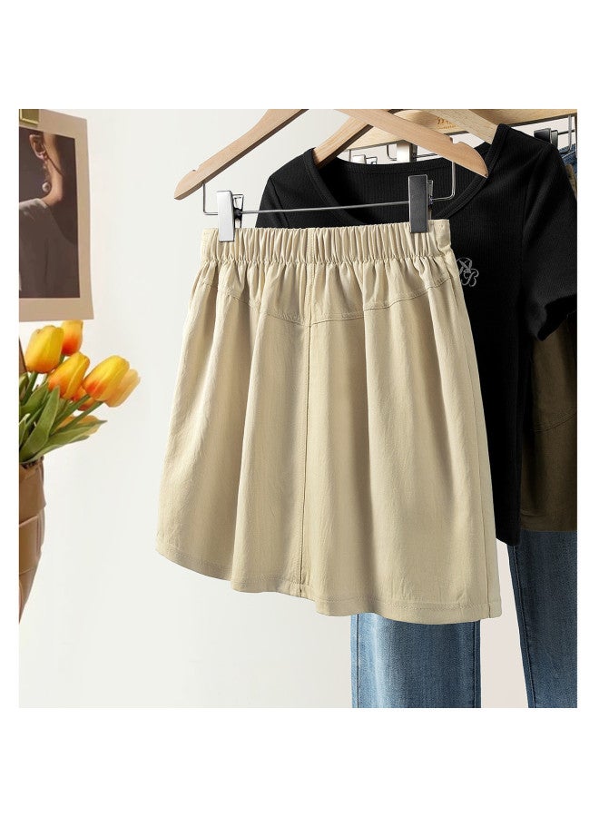Cypress House 2025 Summer New Women's Fashion Solid Color High-waist A-line Mini Skirt With Design Details - Image 3