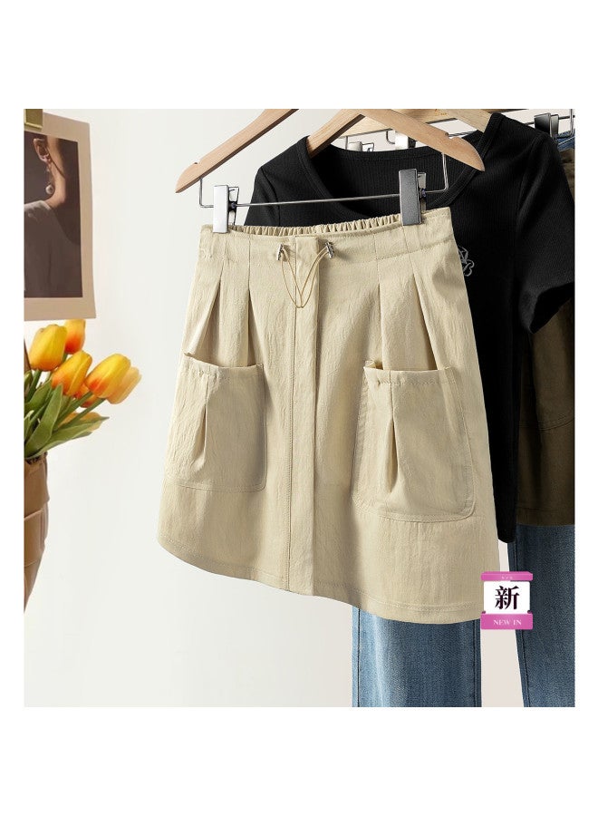 Cypress House 2025 Summer New Women's Fashion Solid Color High-waist A-line Mini Skirt With Design Details - Image 2
