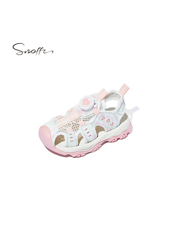 Snoffy Girls' Sports Sandals, Summer Rotating Buckle Children's Anti-collision River Tracing Shoes, Breathable Comfortable Mesh Shoes, Mirror Pink, Size 26 - Image 4