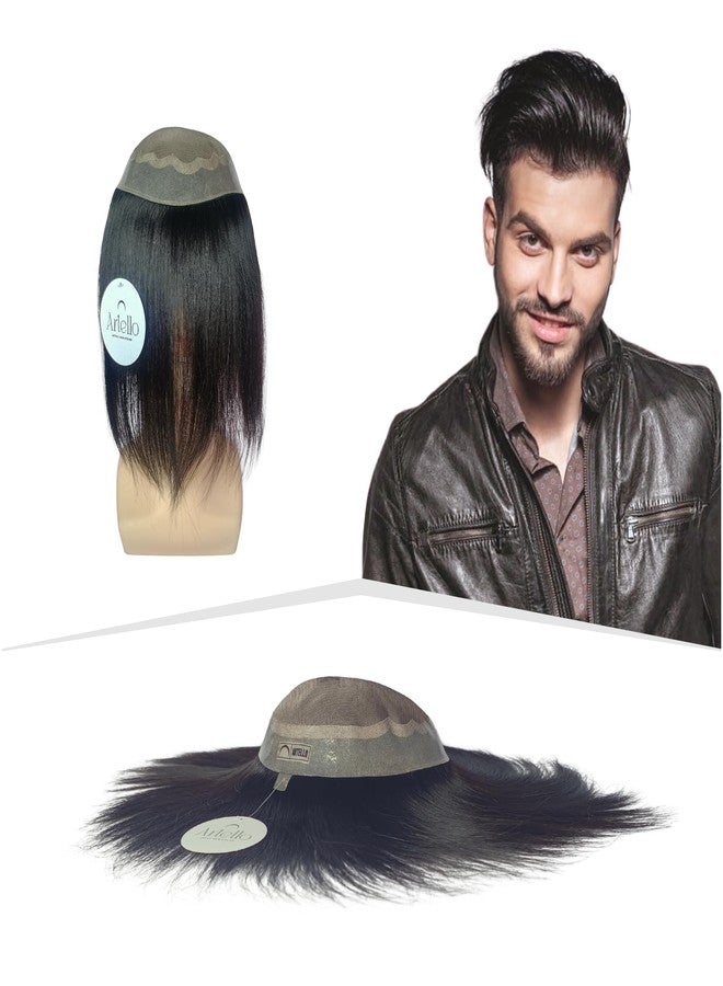 Artello® BMW Smart Hair Patch for Men, Matte Hair Wig in 100% Natural Human Hair, Lightweight and Transparent PU for Seamless Looks, 3x Optical Base (Colour: Natural Black) (7x5) - Image 1
