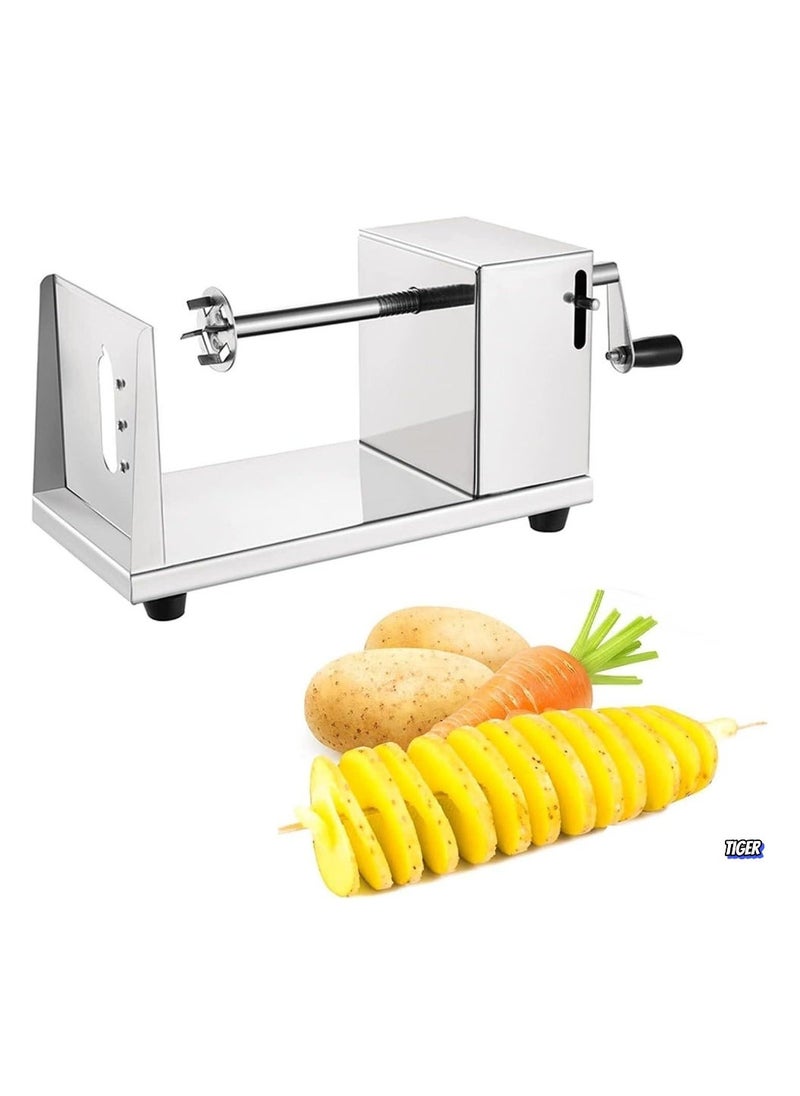 TIGER Stainless Steel Manual Spiral Potato Chips Slicer – Tornado Potato Chips Cutter, Vegetable Slicer for Kitchen, Lightweight & Versatile Spiralizer for Potatoes, Carrots, Zucchini – Easy to Use, Durable Design - Image 1