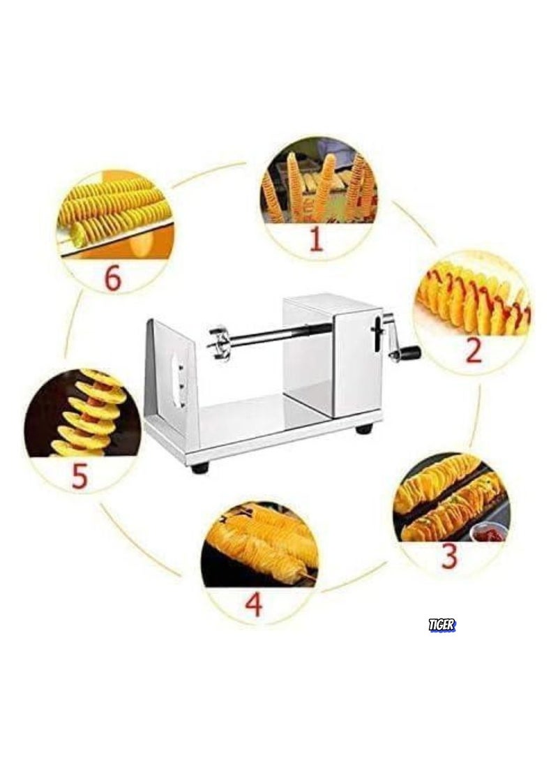 TIGER Stainless Steel Manual Spiral Potato Chips Slicer – Tornado Potato Chips Cutter, Vegetable Slicer for Kitchen, Lightweight & Versatile Spiralizer for Potatoes, Carrots, Zucchini – Easy to Use, Durable Design - Image 2