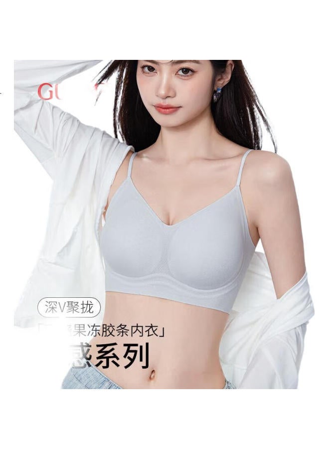 GUJIN 2 Pieces Summer Ultra-Thin Women'S Fixed Cup Bra Ice Silk Seamless Wire-Free Plus Size Bra Sports Back Beauty - Image 2