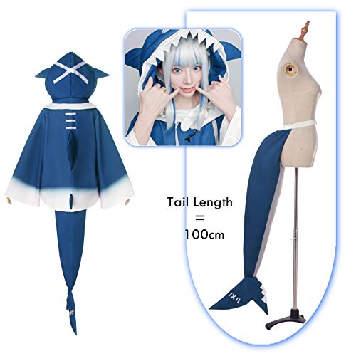 NSPSTT Hololive Gawr Gura Cosplay Costume ENG Shark Costume Hat Fish Tail - Image 5