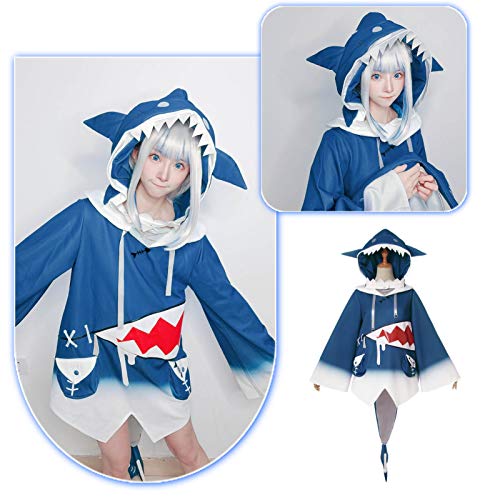 NSPSTT Hololive Gawr Gura Cosplay Costume ENG Shark Costume Hat Fish Tail - Image 3
