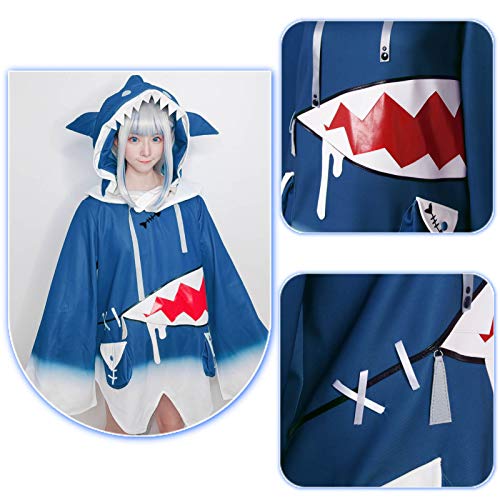 NSPSTT Hololive Gawr Gura Cosplay Costume ENG Shark Costume Hat Fish Tail - Image 4