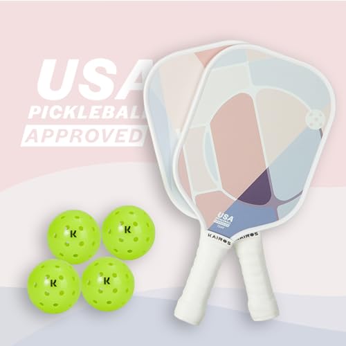 KAIROS Pickleball Paddles, USAPA Approved Pickle Ball Set with 2 Rackets 4 Pickle Balls, Non-Slip Grip Fiberglass Surface Pickleball for Beginners (Pink) - Image 2