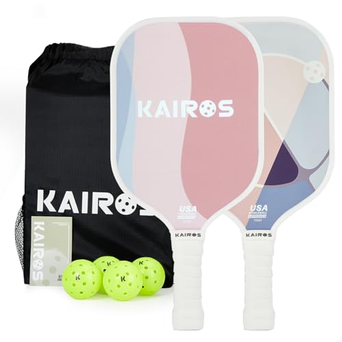KAIROS Pickleball Paddles, USAPA Approved Pickle Ball Set with 2 Rackets 4 Pickle Balls, Non-Slip Grip Fiberglass Surface Pickleball for Beginners (Pink) - Image 1