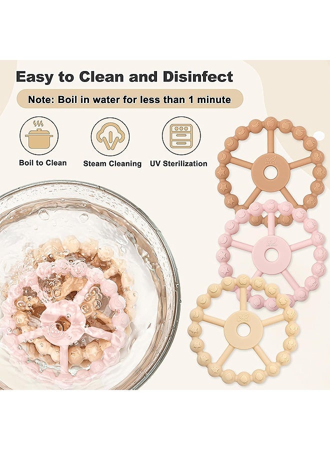MXN Baby Teether Toys, 3 Pack Teething Rings for Babies, Silicone Baby Teething RingsToys & Freezable Babies Teethers 6-12-24 Months Teething Relief Chew Toys for Newborn Girl Boy - Image 5