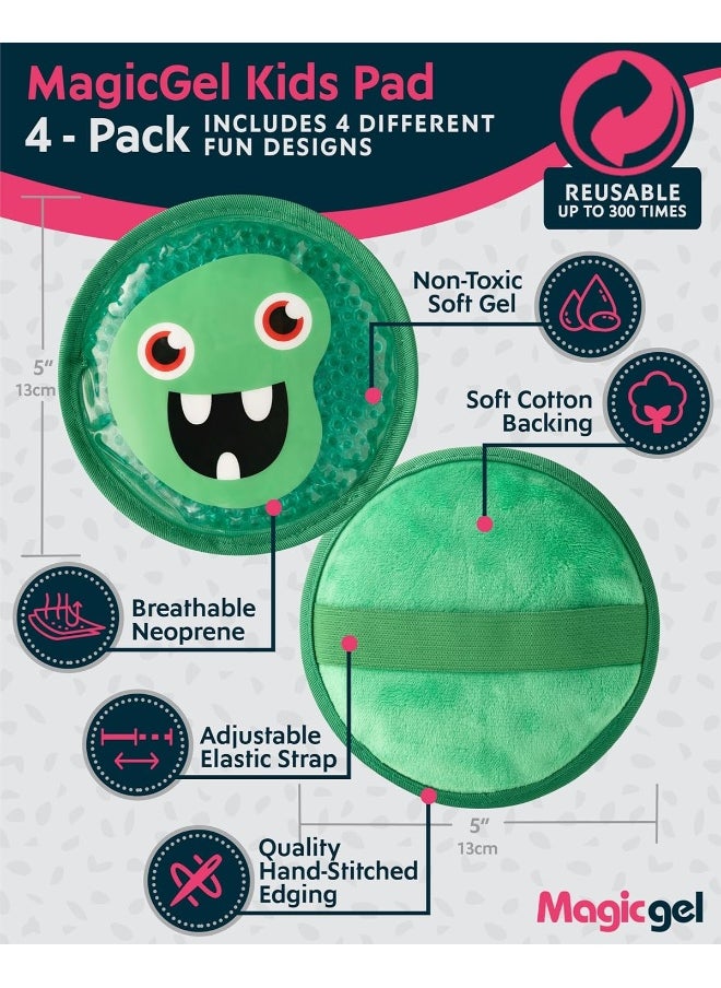 Magic Gel Magic Gel Cooling Pads for Children - 4 Small Ice Packs Monster with Elastic Band  - Image 3