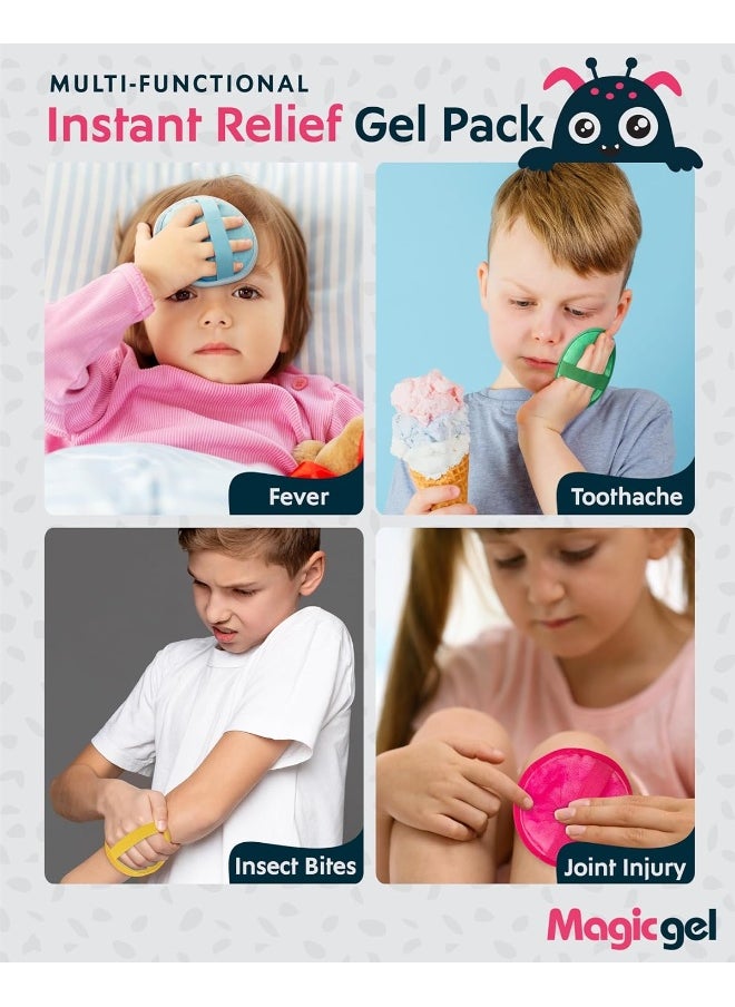 Magic Gel Magic Gel Cooling Pads for Children - 4 Small Ice Packs Monster with Elastic Band  - Image 5