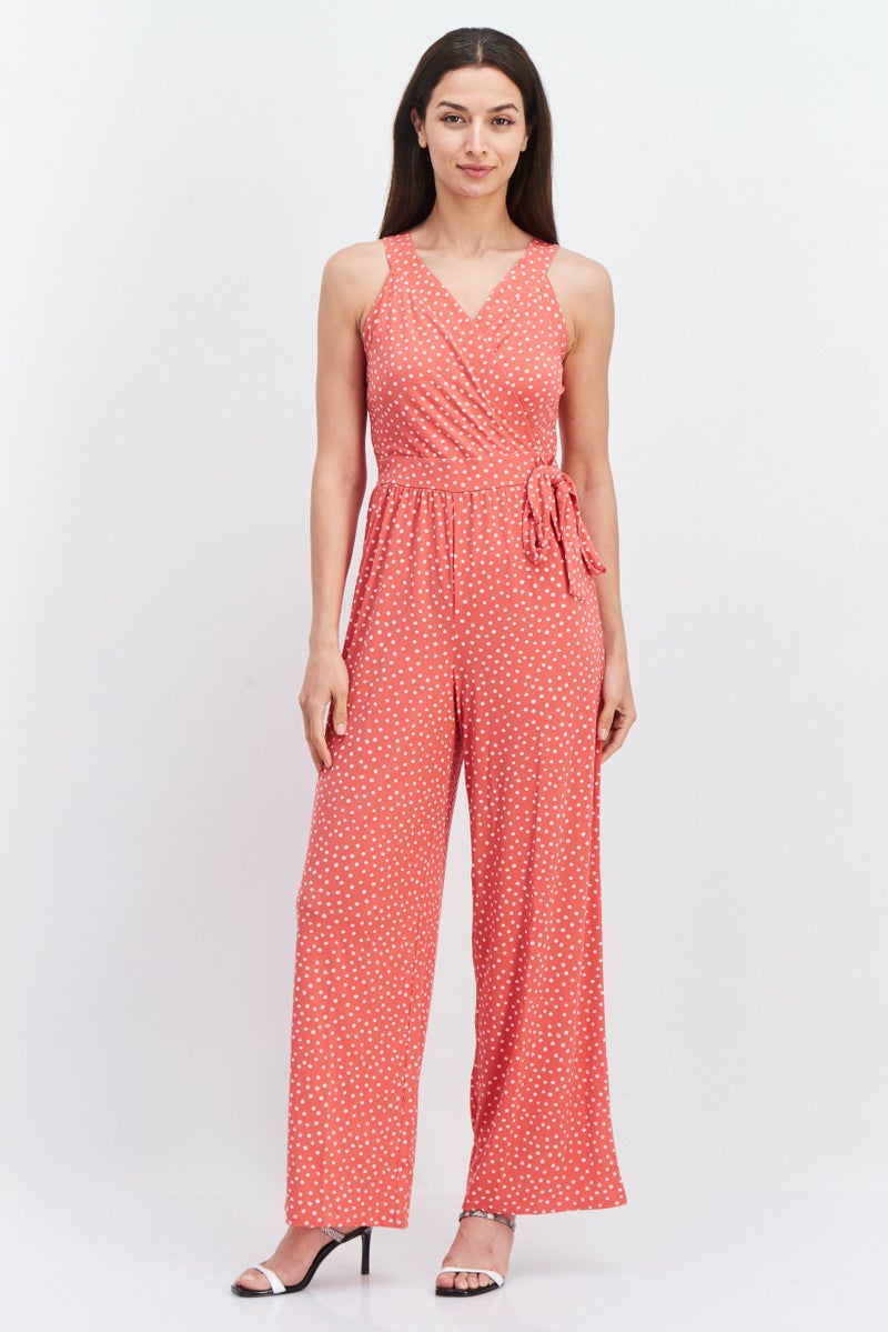 41 Hawthorn Women Polka Dots Sleeveless Jumpsuit, Pink - Image 1