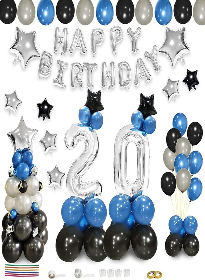 Secret 20th Birthday Party Decorations Kit,32 Inch 21 Balloon Stand, 16 Inch HAPPY BIRTHDAY Banner, Balloon Tree and Arch Kit Including 57 Balloons,100 Glue,Strip,Tie Tool and Ribbons