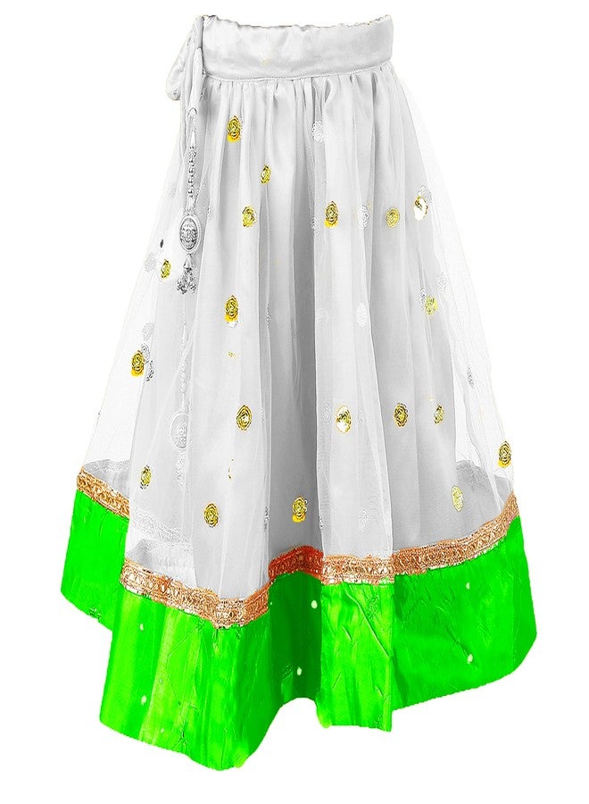 HIBA TRICOLOR lehenga choli for baby girl green orange white 4-5 years - Image 4