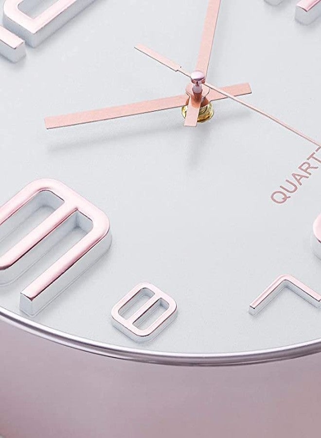Elica 12 Inch Modern Stylish Plastic Wall Clock Non Ticking Silent Decorative Wall Clocks for Home, Living Room, Hall, Office, and Bedroom (Copper White) - Image 3