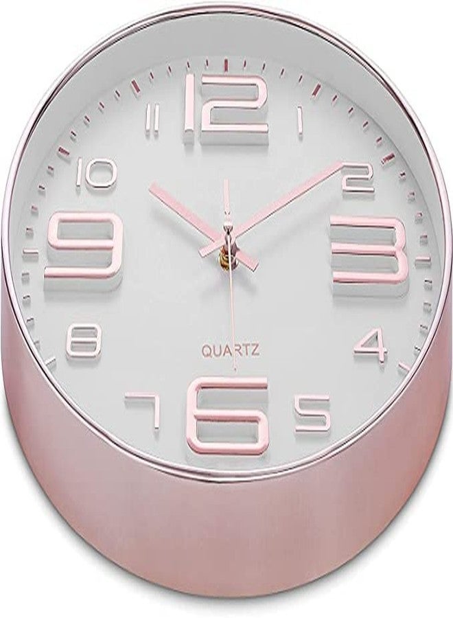 Elica 12 Inch Modern Stylish Plastic Wall Clock Non Ticking Silent Decorative Wall Clocks for Home, Living Room, Hall, Office, and Bedroom (Copper White) - Image 2