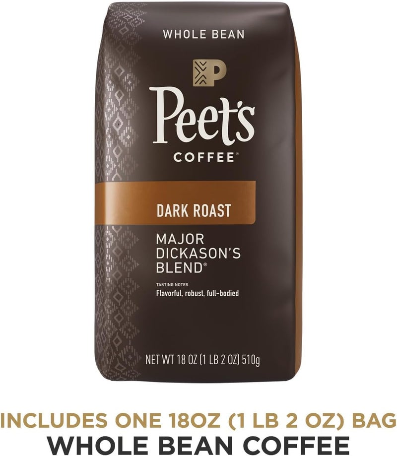 Peet's Coffee قهوة بييتس ميجور ديكاسون المحمصة الداكنة حبوب كاملة - 18 أونصة - Image 2
