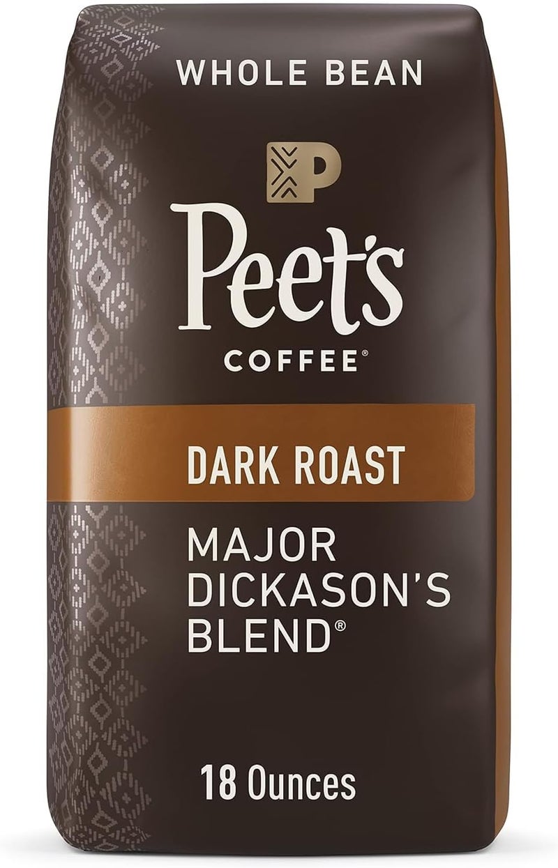 Peet's Coffee قهوة بييتس ميجور ديكاسون المحمصة الداكنة حبوب كاملة - 18 أونصة - Image 1