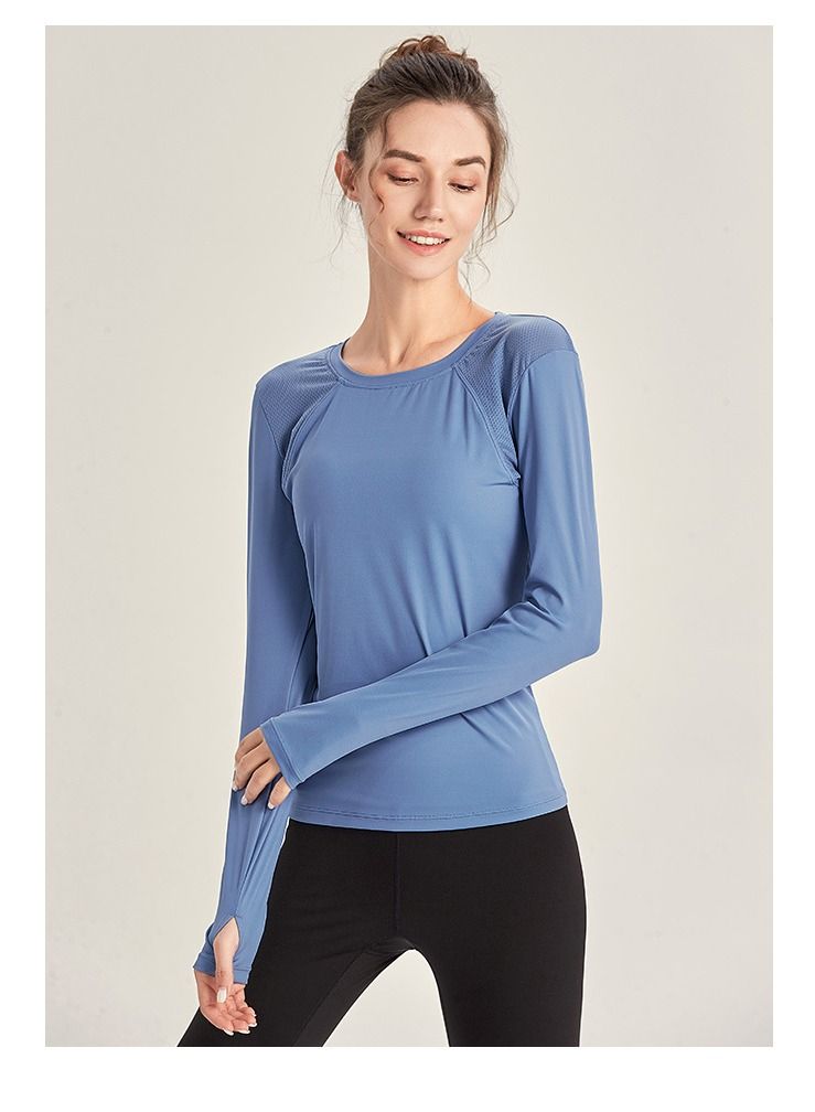 Loquat Fitness Exercise Running Speed Dry T-shirt Yoga Clothing Blue 