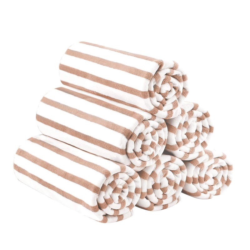 جي ام ال مجموعة المناشف الشاطئية microfiber jml (6 حزمة 27 "" × 55 "") - شريط كابانا - مناشف ميكروفيات متعددة الغرض لحمام حمام السباحة الرياضي لليوغا. - Image 2