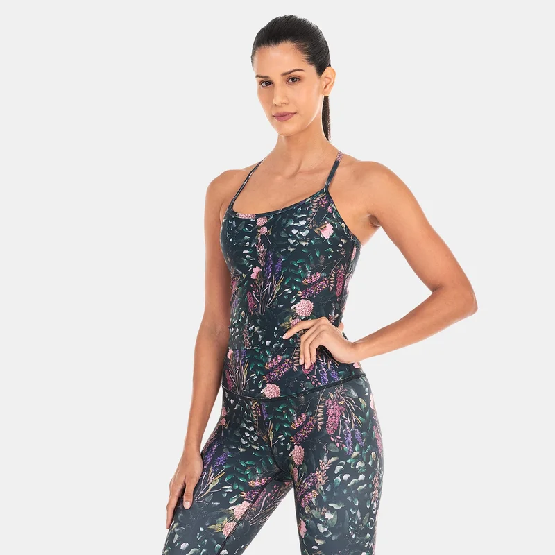 بيوند يوغا تيشيرت بلا اكمام فورست فلورال سليم ريسرباك كروبد للنساء