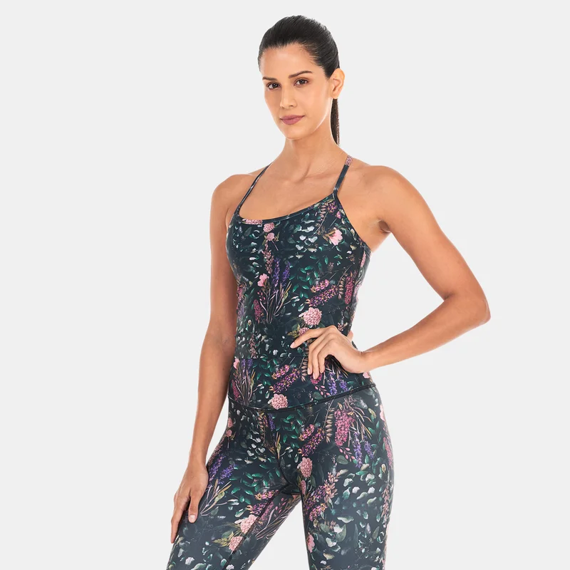 Beyond Yoga Women's Forest Floral Slim Racerback Cropped Tank Top