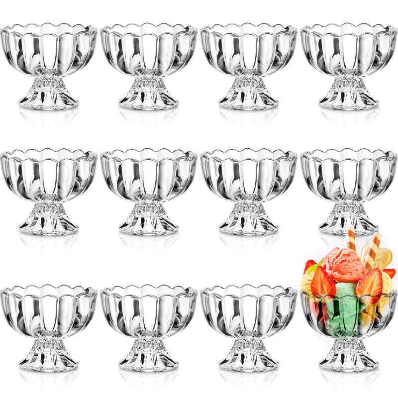 Potchen Small Ice Cream Bowls Set Tulip Clear Glass Bowls 3468 oz Footed Glass Dessert Cups for Dessert Sundae Trifle Fruit Salad Muffins Cake Pudding CocktailClear White12 Pieces