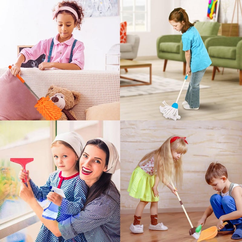 Meland Kids Cleaning Set - 8Pcs Toddler Broom and Toy Vacuum Cleaner, Pretend Play Children House Cleaning Toys, Christmas Birthday Gift for Girls and Boys - Image 3