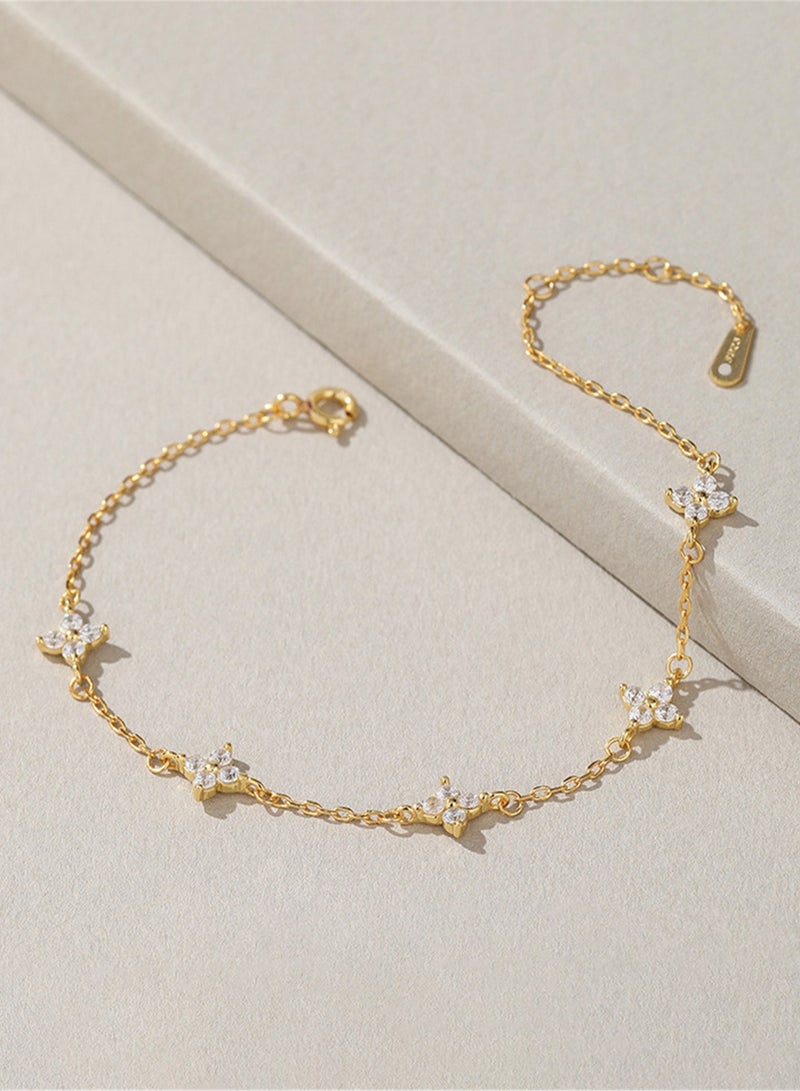 A full-body 925 silver four-leaf clover inlaid zirconia bracelet gift box, fashionable and delicate dating gifts, temperament and versatile girls  - Image 3